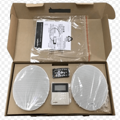 Mini amplificateur 2x10W FM/USB/SD/BT avec 2 haut-parls. White