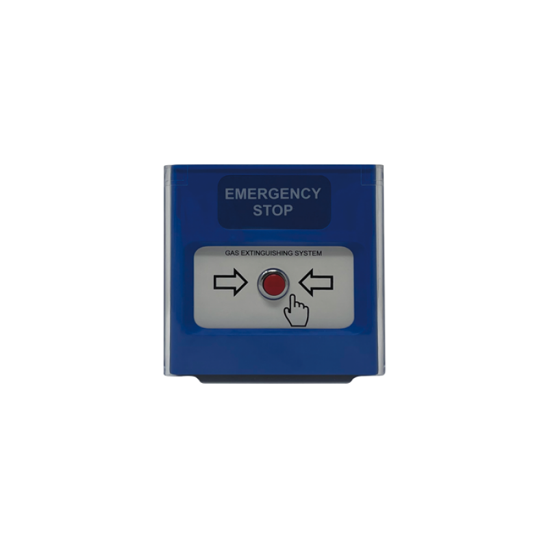 Bouton standard bleu pour arrêt extinction avec couvercle